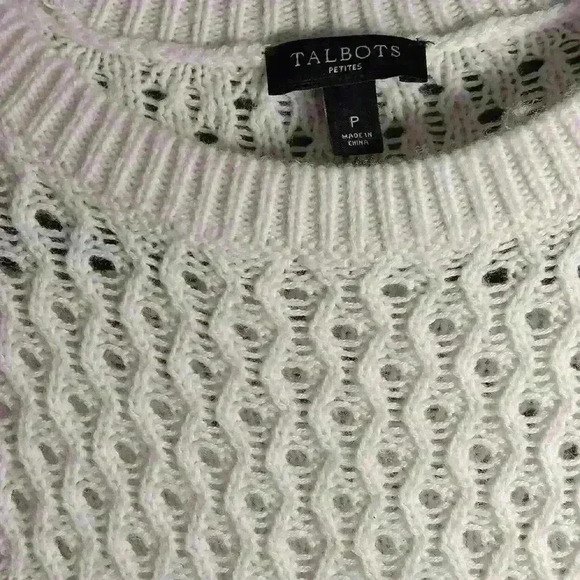 Talbots white sweater size P nylon and lambs wool blend, super soft luxury open - Picture 7 of 9